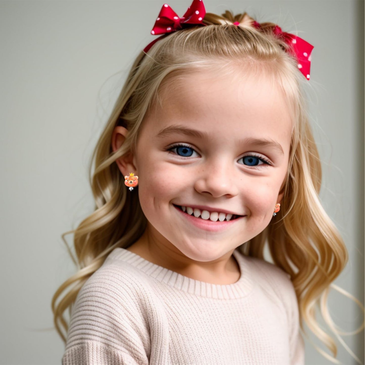 PinkSheep Bling Clip On Earrings for Little Girls - Unicorn, Ladybug & Cake Designs, 12 Pairs