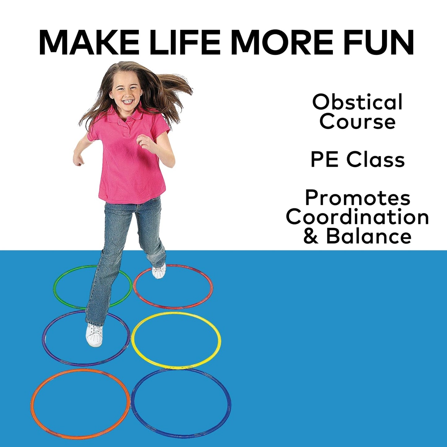 Fun Express Large 20 Inch Obstacle Course Agility Rings, Set Of 6 Rings, Great For Physical Education, Festivals And Outdoor Act