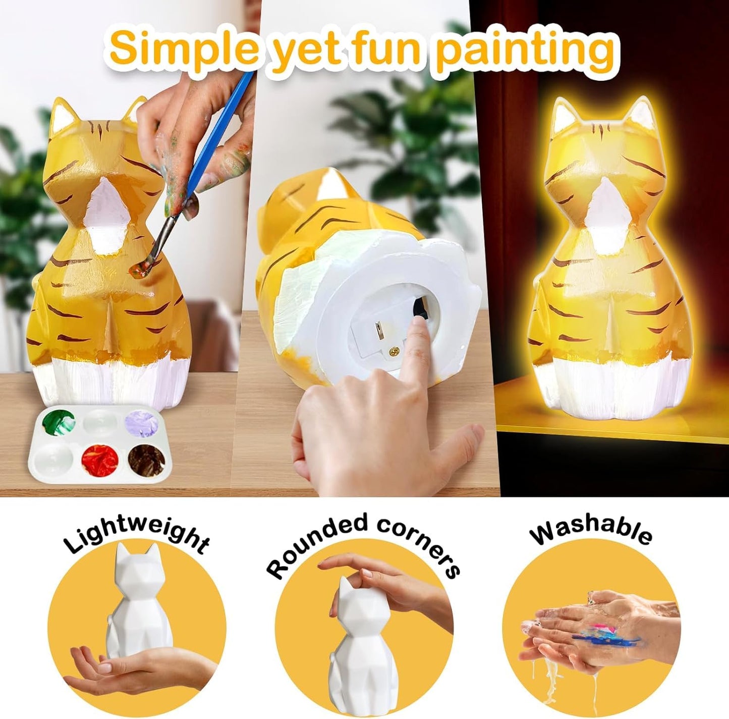 Goodyking Paint Your Own Cat Lamp Craft Kit, Diy 3D Warm Light Cat Lamp, Arts And Crafts For Kids Ages 8-12, Birthday Gifts For 8-12 Year Old Boy Girl, Painting Kit For Kids Ages 3 4 5 6 7 8 9+