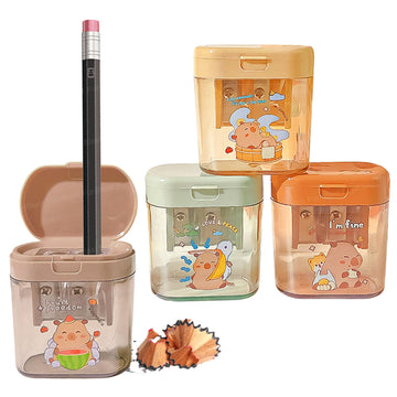 Funblast Capybara Pencil Sharpener For Kids - Set Of 4 Pcs Sharpener For Kid With 2 Holes, Stationery Items Aesthetic, Stylish S