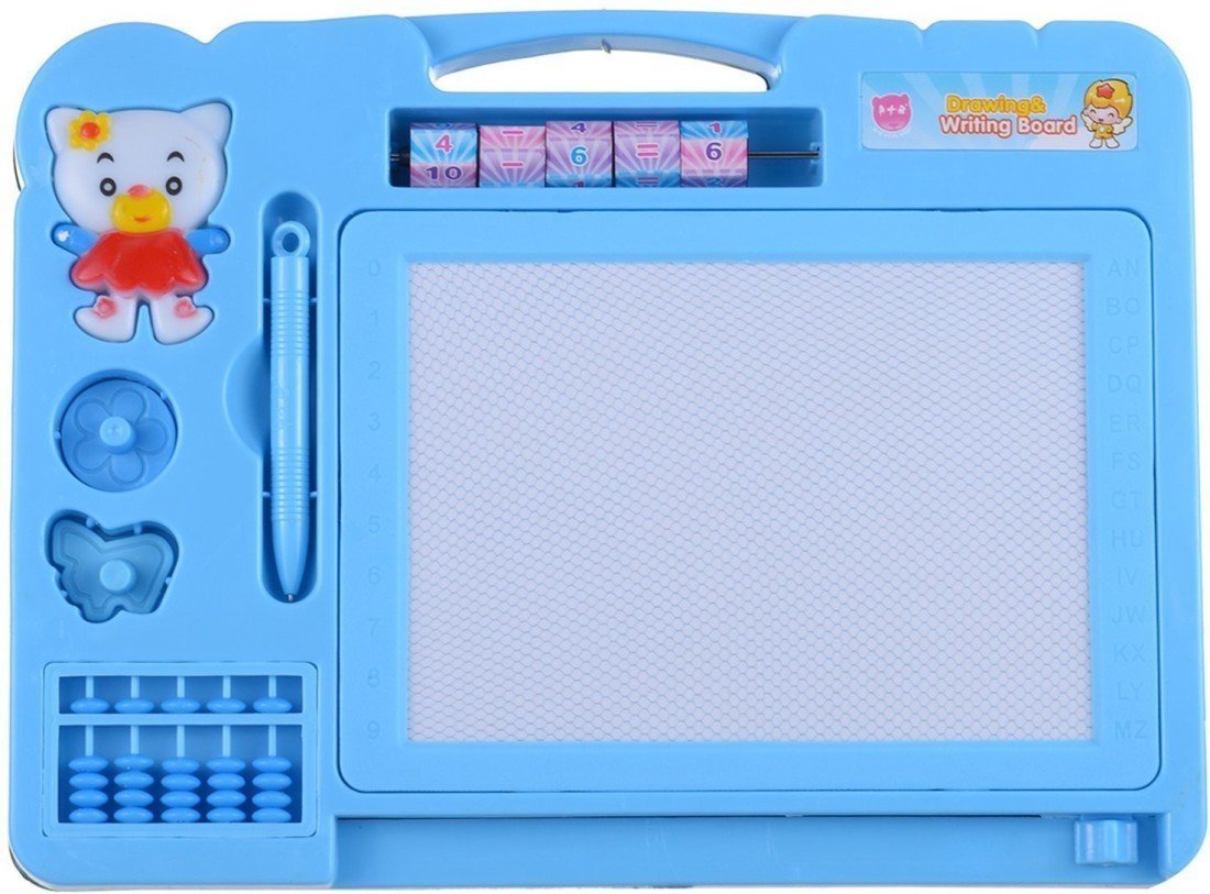 Gold Leaf Magic Drawing Slate with Black Slate Chalk Board, 2 in 1 Educational Board (Blue)