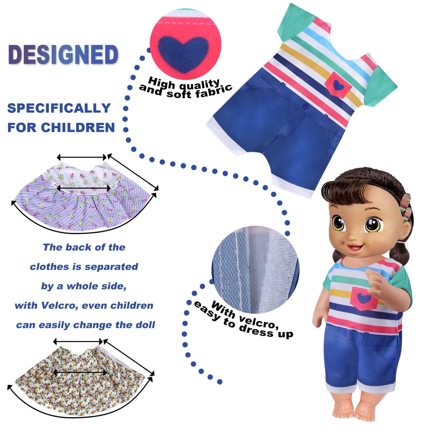 Alive Doll Clothes And Accessories - Baby Doll Dresses Fit For 12 13 14 14.5 Inch Girl Dolls, 6 Sets Doll Outfits Include Doll Dresses, Jumpsuit, Swimsuit Dolls Outfits For Girls Gifts