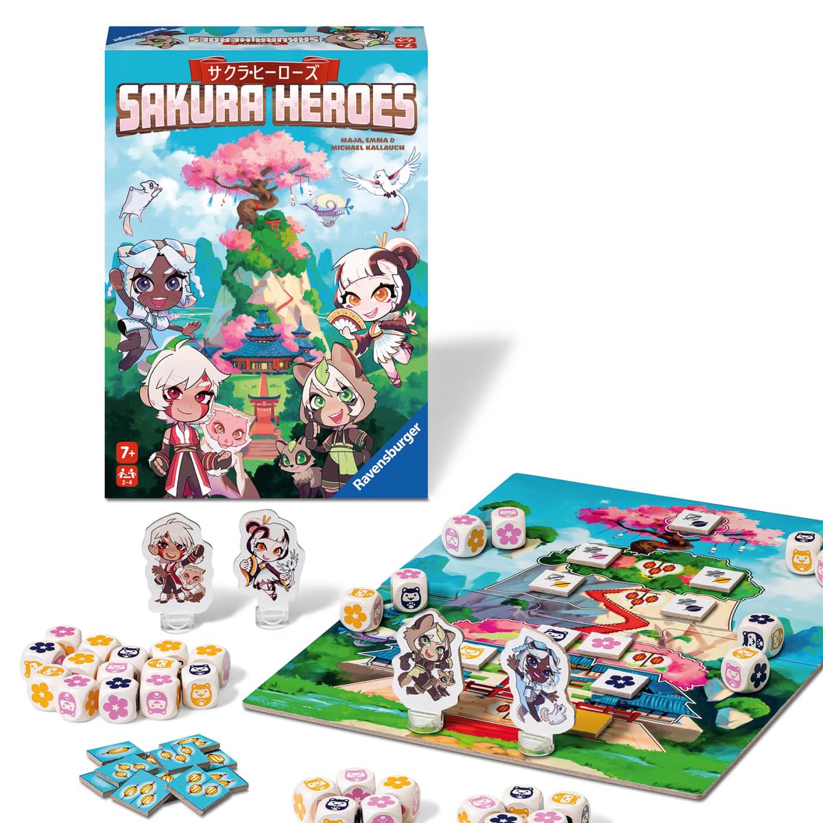 Ravensburger Sakura Heroes Dice Game for Anime Fans, Ages 7+, Pink, Cardboard & Plastic, Model 20957