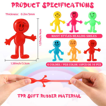 96 Pcs Stretchy Bendable Man, Treasure Box Toys For Classroom, Stretchable Smile Figures, Assorted Color Bendable Toys, Carnival