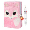 Parkiststar Plush Fox Diary, Pink Girls Diary With Lock, Kid Diary, Kids Journal Notebook Set With Lock And Pen, 80 Lined Sheet,