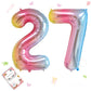 Smlpuame 40 Inch Number Balloons 0-9 Rainbow Gradient Large Number 27 Balloons, Digital Balloons For Birthday Party Celebration