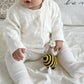 Dicha Crochet Bee Baby Rattle - Sensory Toy For Babies - Ideal For Baby Shower - Includes Beech Teething Ring