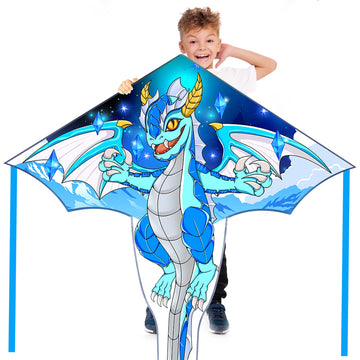 Kaiciuss Dragon Kite For Kids, Easy Flying Beach For Boys, 63    Large Line Delta With 67    Tail And 300 Ft String Handle