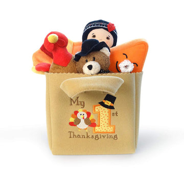 Genius Baby Toys The Original My Baby'S First Thanksgiving Playset With Turkey, Teddy Bear, Pumpkin Pie, Native American Girl