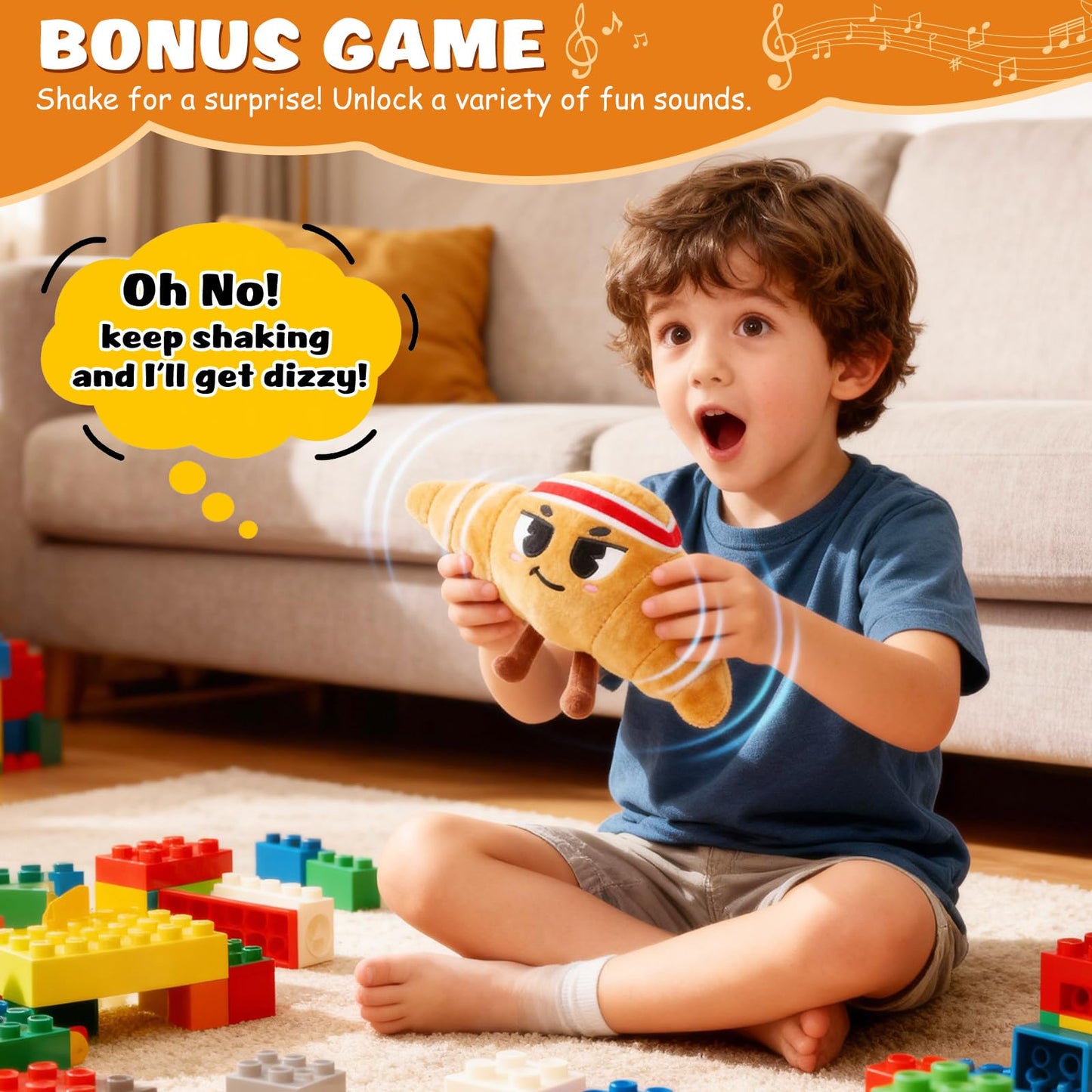 Flip & Pass The Croissant, Electronic Interactive Game, Hilarious Family Party Games for Kids Ages 3, 4-8+, Indoor/Outdoor Toys,