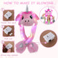 Arcimatto Animal Hat Plush Unicorn Ears Moving Jumping Dress Up Cosplay Party Christmas Holiday Cute Cap For Kids Adults (Pink U