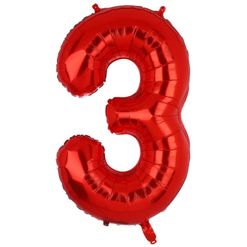 40 Inch 3 Red Number Balloons Mylar Foil Helium Digital Balloons Baby Shower 3St Birthday Party Decor Supplies