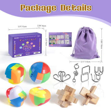 Femicgal Brain Teaser Puzzles For Adults And Kids, 10Pcs Puzzle Games Set, 3D Wooden Plastic Metal Puzzle, Unlock Interlock Mind