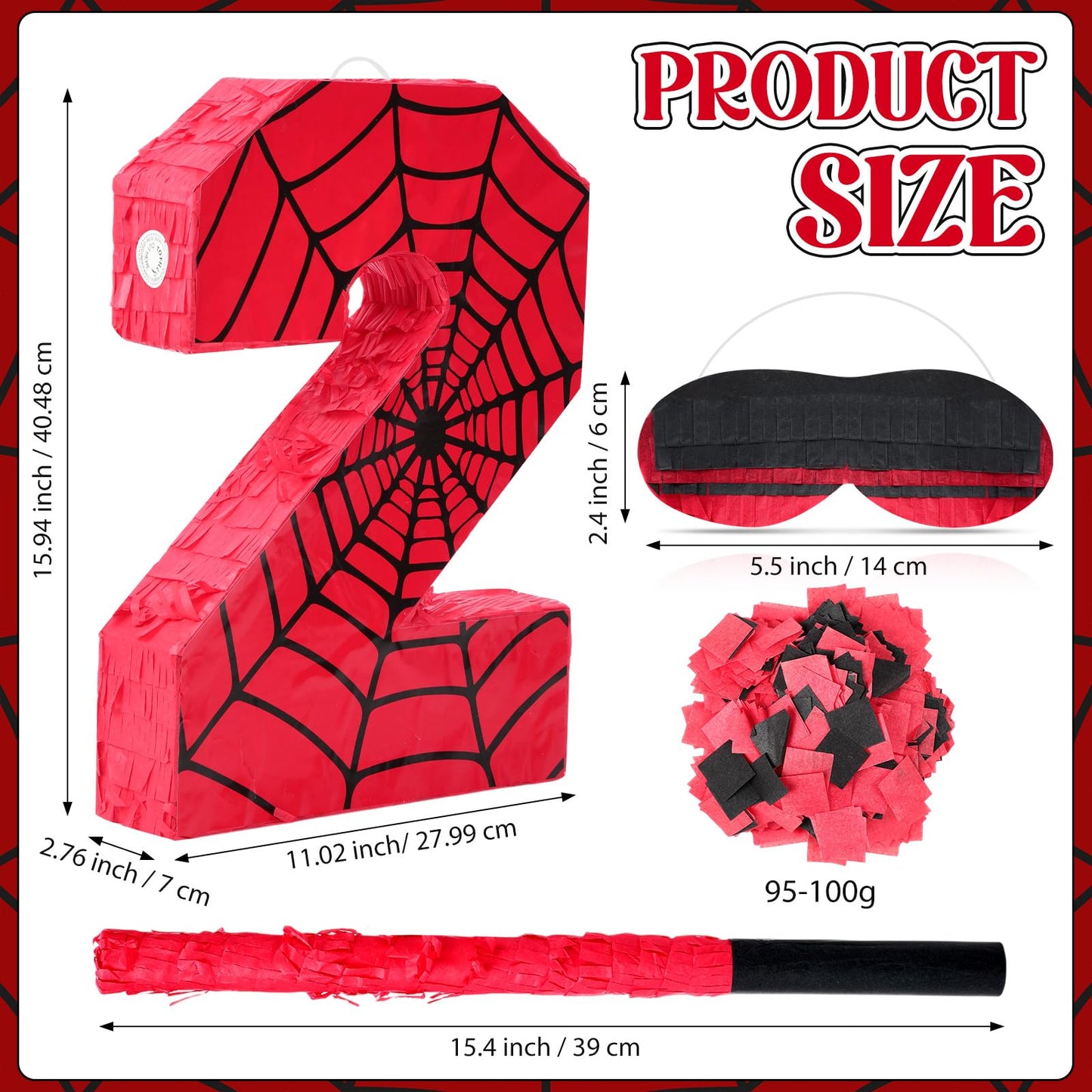 Simgoing Number 3 Spider Web Piata Bundle with Blindfold Small Piata Birthday Party Decoration for Mexican Fiesta Cinco De Mayo