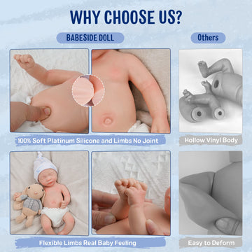 Babeside Lifelike Reborn Baby Doll Aurora - 12 Inches (Weight 3.3 Lbs. Anatomically Correct Silicone Reborn Baby Boy Realistic Newborn Baby Doll Real Life Baby Doll With Gift Box