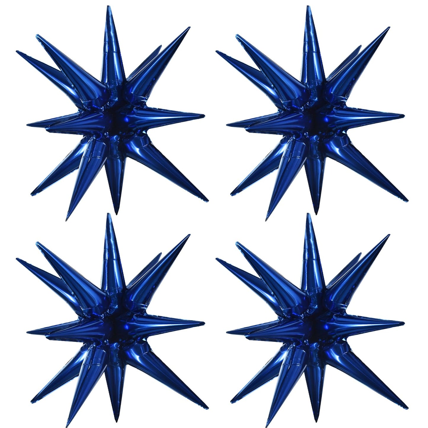 Toniful 4 Pcs 22Inch 4D Navy Blue Explosion Star Mylar Balloons 14Point Star Balloons For Party Backdrop Christmas,New Year Birt