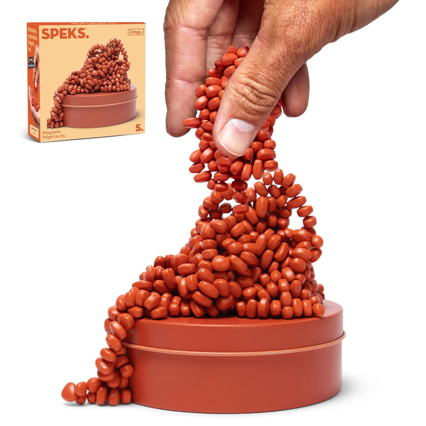 Speks Crags Ferrite Putty, 500+ Ferrite Stones In A Tin, Fidget Toy For Adults & Teens 14+, Desk Toy For Office, Christmas Gift, Holiday Stocking Stuffer, Stress Relief Present | Matte Coral, Medium