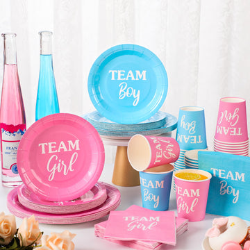 200 Pieces Party Supplies Tableware Set Patterns Printed Plates Napkins Cups Table Decorations for Baby Shower Birthday Party (G