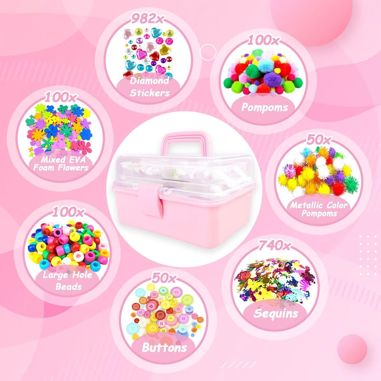 3000 Arts and Crafts Supplies for Kids Craft Kit All in 3 Layered Craft Box with Pipe Cleaners Crafts for Kids Age 4-6, 6-8, 8-1