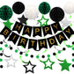 Meowtastic Birthday Decorations, Happy Birthday Banner With Honeycomb Balls, Star Hanging Swirl Streamer, Circle Dot Garland, Happy Birthday Party Decorations For Women Men Boys Girls (Green & Black)
