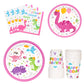 Wernnsai Dinosaur Party Tableware Set - Dino Party Supplies For Girls Disposable Paper Luncheon Dinner Dessert Cake Plates Napkins Cups Baby Shower Birthday Party Dinnerware Kit Serves 16 Guests