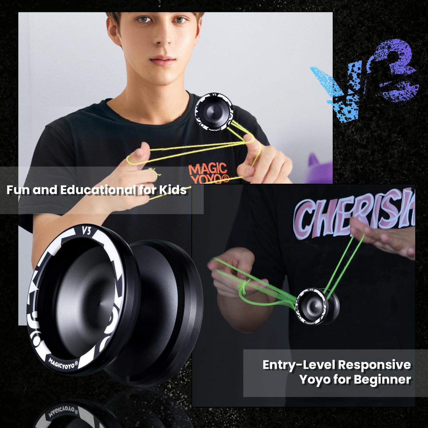 Professional Responsive Yoyo V3, Magicyoyo Metal Yoyo For Beginner, Alloy Yoyo With Unresponsive Bearing + Bearing Removal Tool
