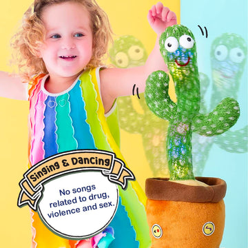 Mimoji Dancing Cactus, Talking Cactus Toy For Baby Cactus Toy Mimic With 60 Popular Songs (Rechargeable)