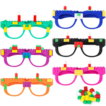 Hxezoc 12 Pcs Diy Building Bricks Glasses Building Blocks Games For Kids Creative Building Block Glasses Party Favors, Carnival Birthday Party, Family Games Supplies
