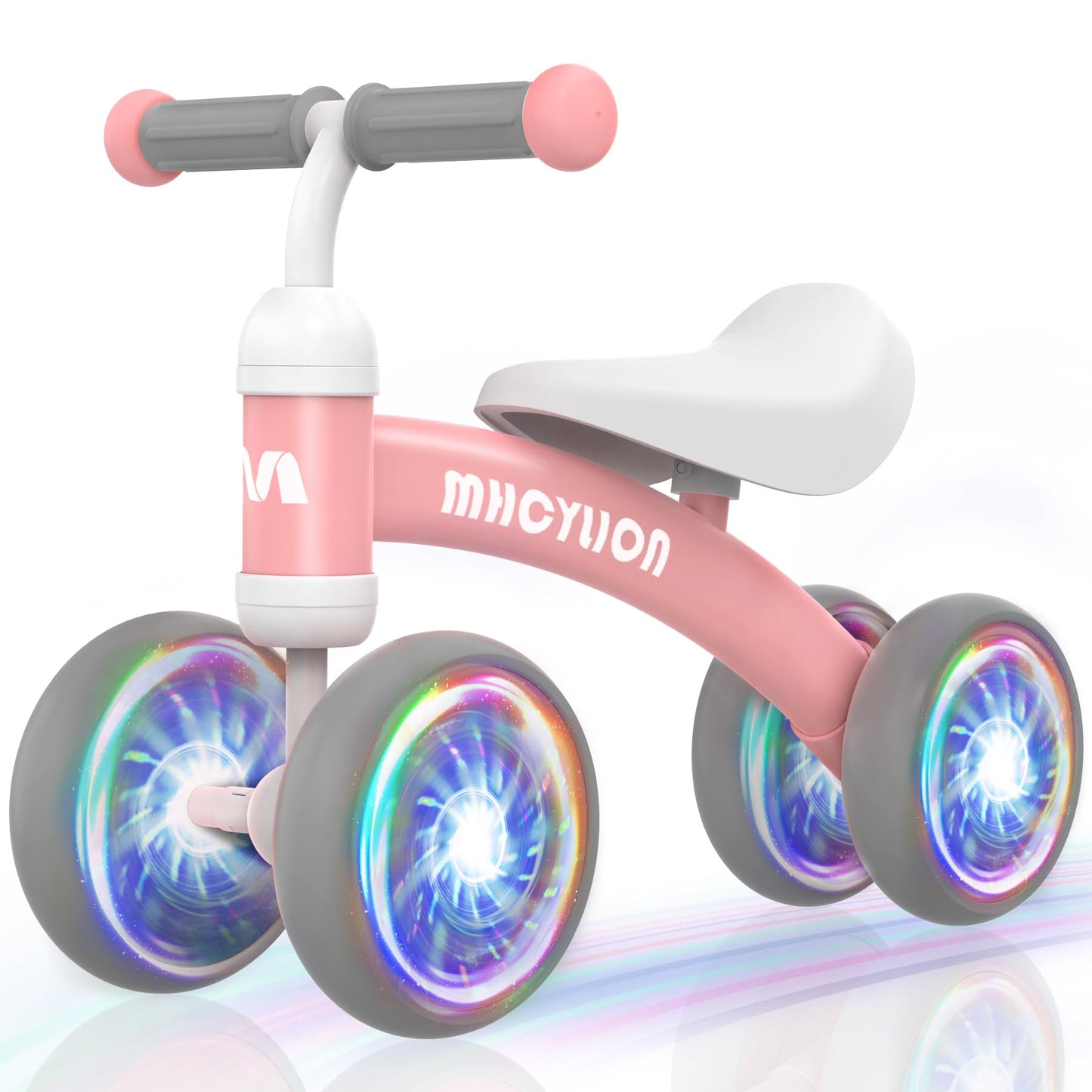 Mhcylion Shining Balance Bike Toys For Baby 1 Year Old Gifts,10-24 Months Toddler First Birthday Gift, No Pedal 4 Colorful Light