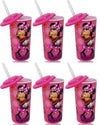 6-Pack Disney Minnie Mouse 16oz Reusable Sports Tumbler Drink Cups with Lids & Straws, Pink