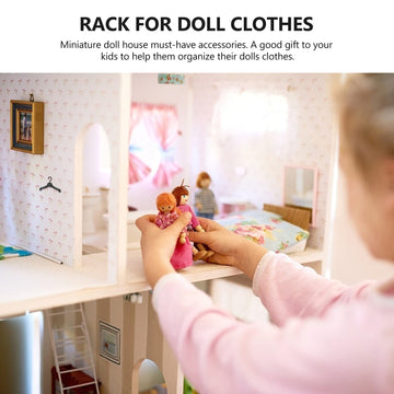 50Pcs Plastic Doll Clothes Hangers Doll Outfit Hanger Miniature Clothes Hanger Dollhouse Clothes Accessories (Black)