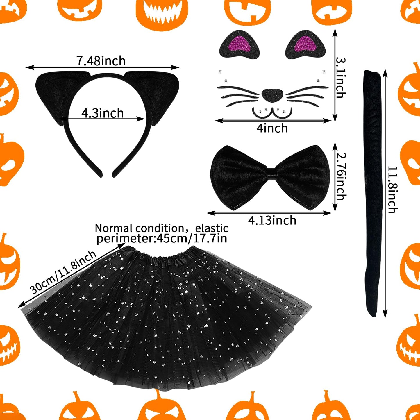 Hikkcos Black Cat Costume For Girls Cat Costume Set Cat Noir Costume Black Cat Halloween Costumes Cat Ears And Tail Set For Kids