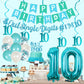 Joymemo 10Th Birthday Decorations For Girl Teal - Peace Out Single Digits I'M 10 Garland & Cake Topper Turquoise Happy Birthday Banner Number 10 Balloons Double Digits Birthday Party Supplies