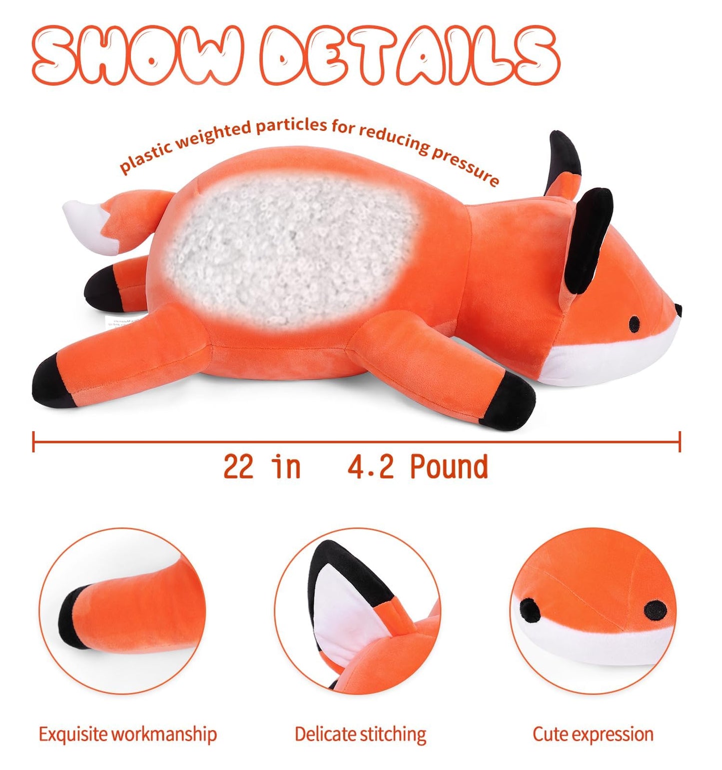 24'' Weighted Stuffed Animals, 4.2Lb Cute Weighted Elephant Plush Toy Throw Pillows Giant Cuddle Plushies Dolls (Elephant)