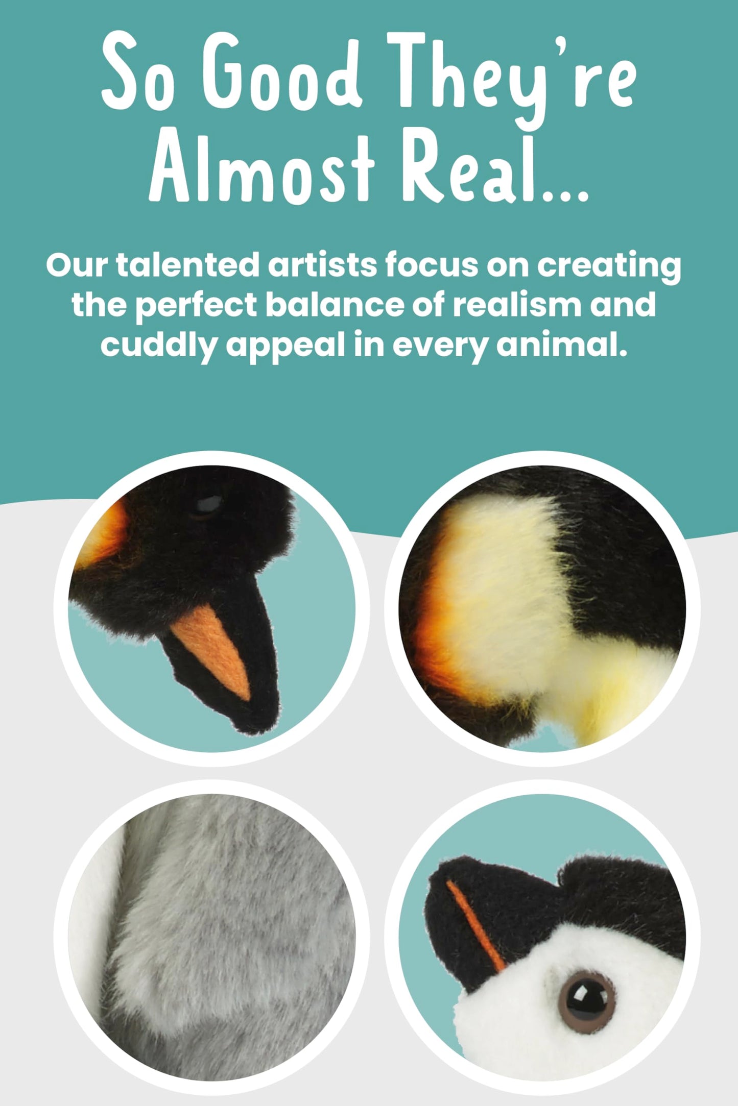 Living Nature Penguin With Chick, Realistic Soft Cuddly Sea Animal Toys, Naturli Eco-Friendly Plush, 11 Inches