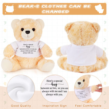 Deekin 2 Pcs Sympathy Gift Small Bear 9.8 Inch Plush Stuffed Animal With A Bear Hug Sign Condolences Memorial Loss Of Loved Ideal Gift For Funeral Birthday Baby Showe(Beige, White)