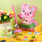 Threan Small Pig Piñata Hawaiian Party Decorations Pink Pig Piñata With Blindfold Stick For Summer Hawaii Aloha Tropical Themed Birthday Party Supplies, 16.5 X 12.4 X 3.1 Inch
