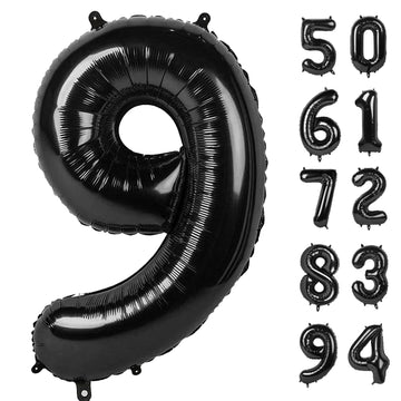 9 Balloon, Black Number Balloon 40 Inch, Black Party Decorations, Giant Birthday Decorations For 9Th 19Th 29Th 90Th, Number 9 Ba
