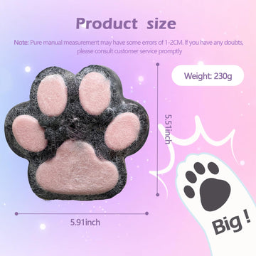 Taba Giant Paw Squishy For Kids Adults, Big Furry Cat Paw Squishy Toys For Stress Relief, Super Soft Squeeze Fidget Toys (Black&