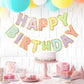 LITAUS Happy Birthday Banner - 9ft Pre-Strung Pastel Decorations, Reusable Paper Backdrop for All Celebrations, Model BD-B01