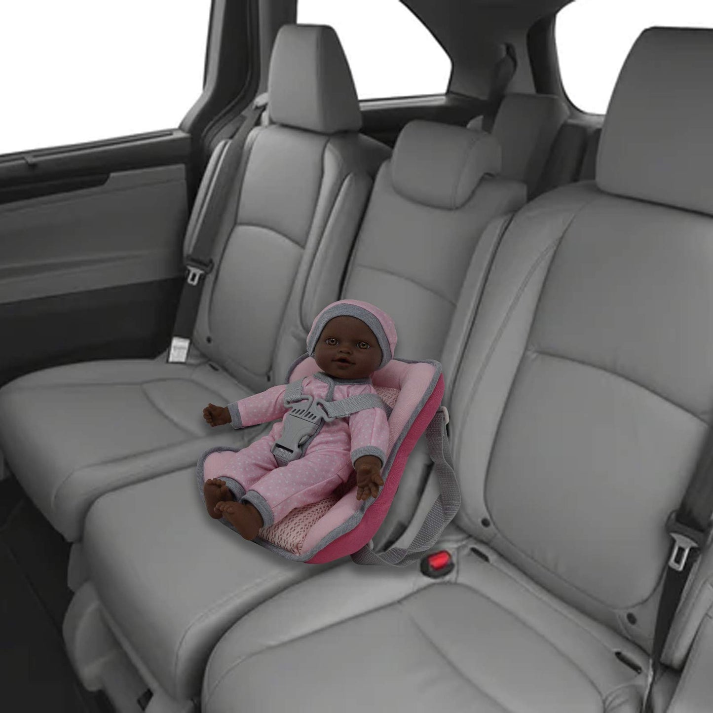 African American Doll Travel Playset - Baby Doll Car Seat Carrier Backpack With 12 Inch Soft Body Doll Includes Doll Bottles And Toy Accessories … (African American)