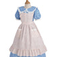 Nuoqi Colonial Costume Girls Prairie Pioneer Dress Laura Ingalls Wilder Costume With Apron Blue, 6-7