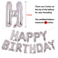 Pigetale Silver Happy Birthday Balloons Banner, 16 Inch 3D Aluminum Foil Inflatable Hanging Letter Kit Set, Mylar Happy Birthday