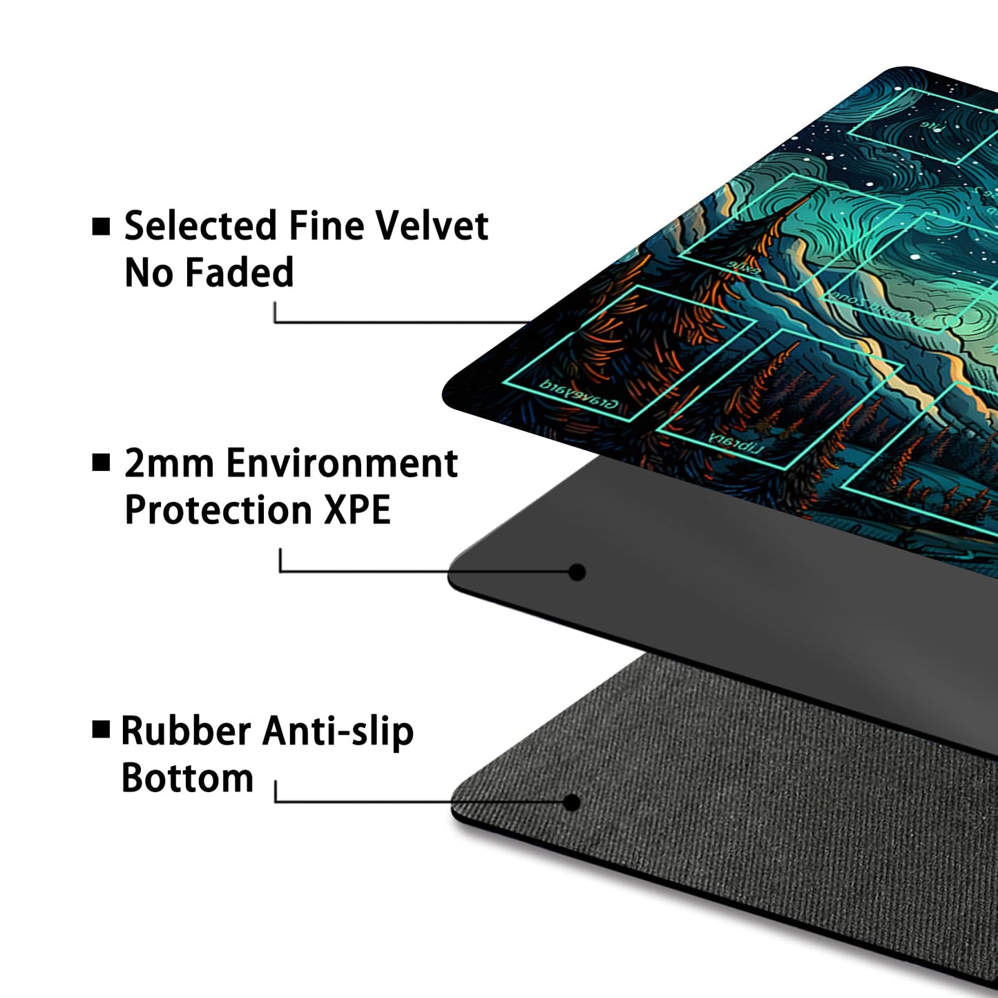 Malqiqi Playmat For Mtg, With Free Storage Bags,Game Mat 24 X 14 Inches, Tcg And Board Game Mat For Cards,Mousepad Desk Mats (With Zones,Magic Mat 1)