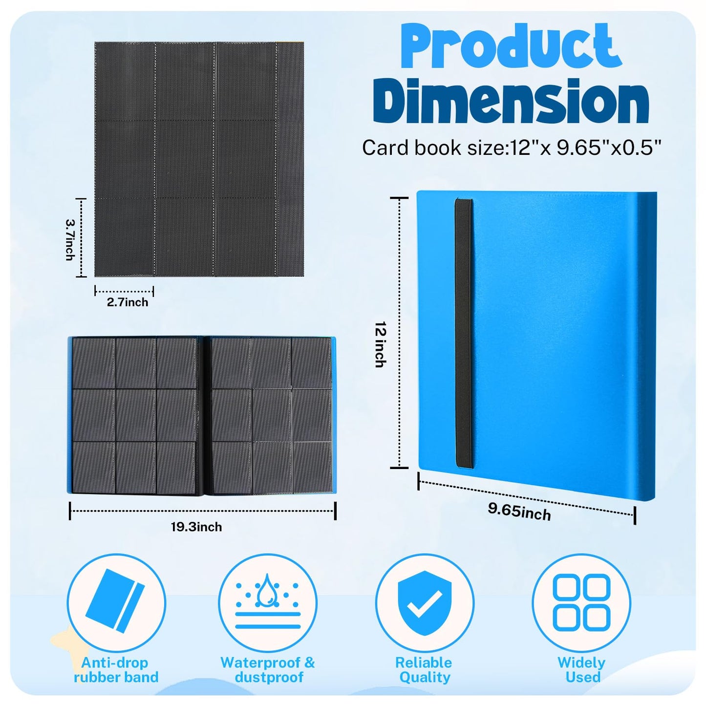 Card Binder  9 Pocket Trading Card Album Folder 20 Pages  360 Card Capacity Sports Card Binder  enhanced Card Binders Compatible with MTG  TCG  Baseball Cards (Blue)