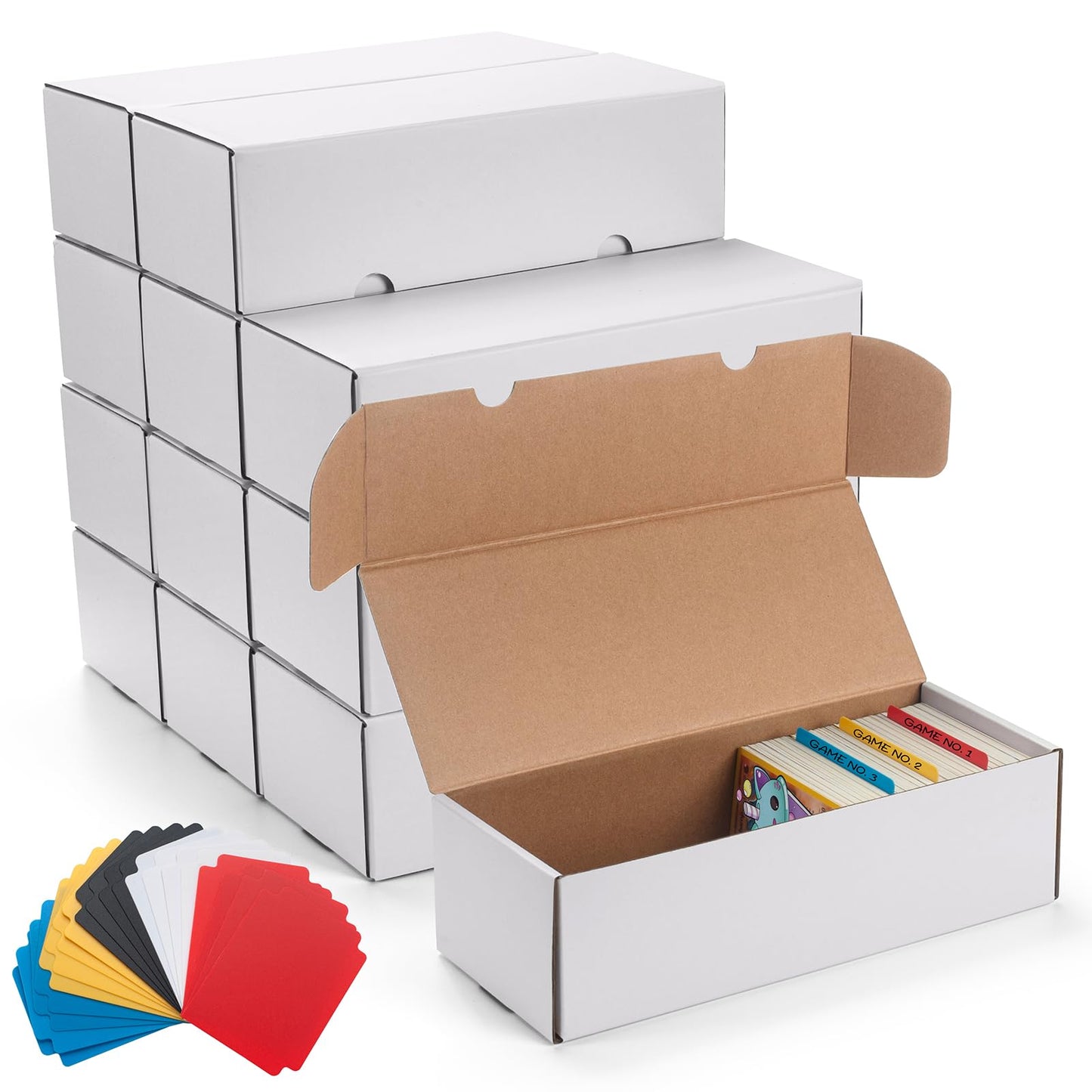 Sunezlgo 12 Pack Trading Card Storage Box,Cardboard Sports Game Card Storage Collector Boxes With 20 Pcs Dividers,Card Organizer