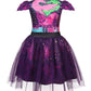Wonderbabe Mal Costume For Girls Descendants Kids Birthday Party Supplies Outfits Popular Musical Cosplay Halloween Tulle Mesh Dress With Wig Size 7 8T