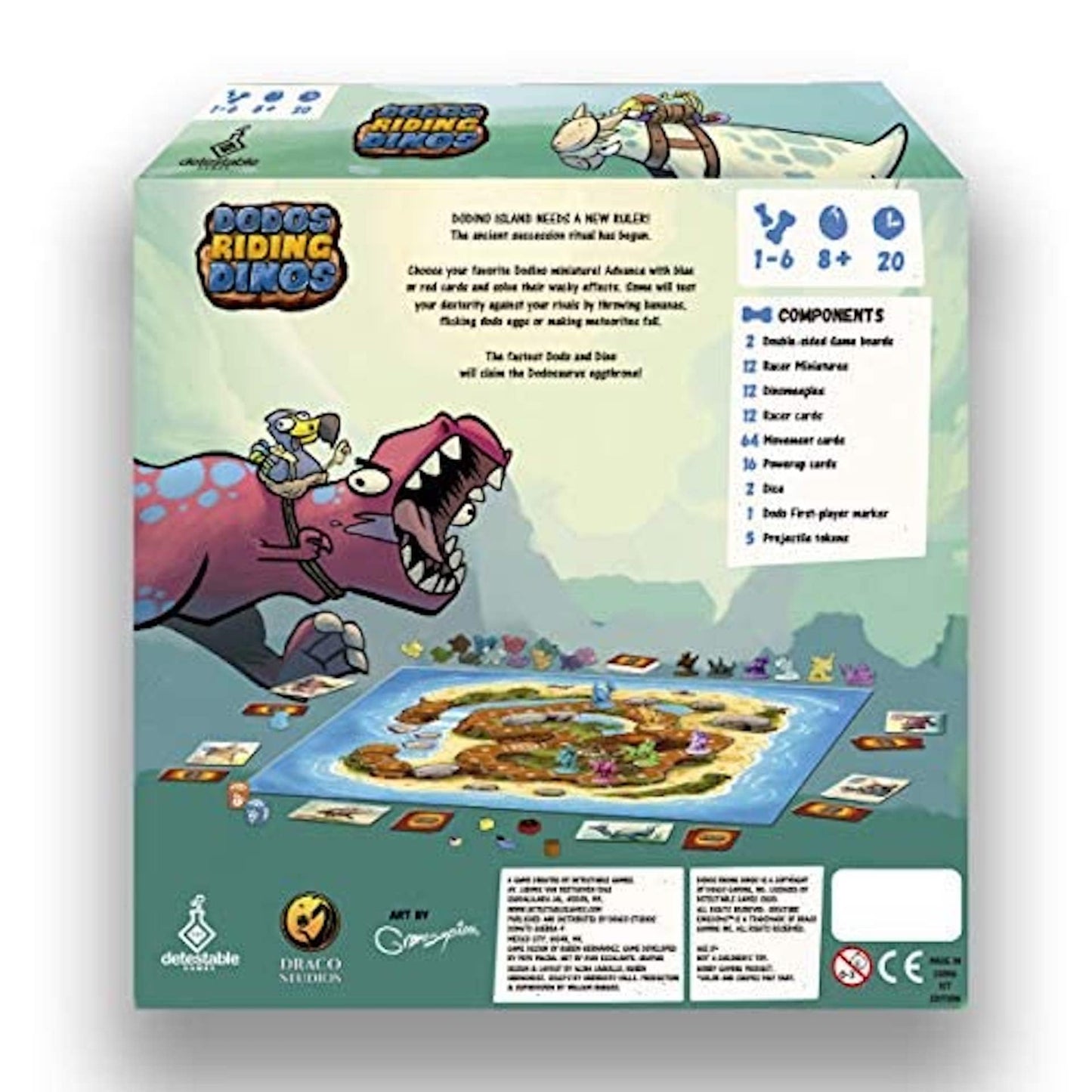 Draco Studios Dodos Riding Dinosaurs Board Game - Multicolor, Model DAO-42100, Plastic Material