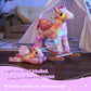 Glow Guards Light up Musical Unicorn Rocking Horse Set of 2 with Stuffed Rainbow Unicorn Toys Ride On Unicorn with Wooden Chair
