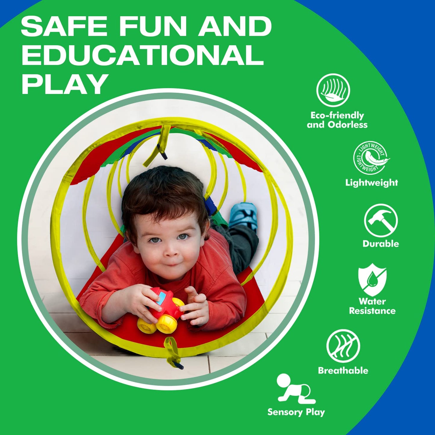 Play Tunnel For Toddlers 1-3, Kids Tunnel Crawling Indoor Outdoor Mesh See Through Pop Up Play Tent Crawl Tunnel Sensory Toy For